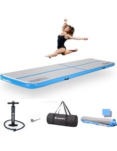 Inflatable Exercise Mat inSPORTline Airstunt 400 x 100 x 10 cm White w/ Hand Pump