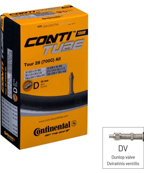 Gloves & Helmets & Accessories : Dviračio padangos kamera Continental Tour 28, 32/47-609/642, Dunlop ventilis