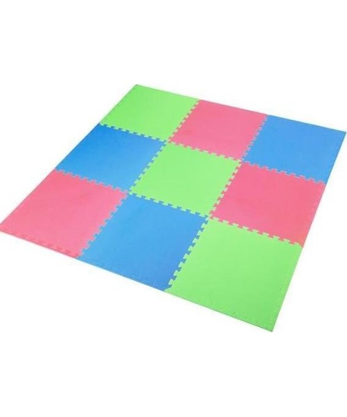 Mattresses & Tatami One Fitness: Sudedamas kilimėlis treniruotėms One Fitness MP-10, žalias-mėlynas-raudonas, 60x60x1cm, 9 dalys