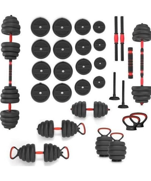 Reguleeritavad hantlid HMS: SGN140 (2 DALYS) PRO SET 6IN1 SVARMENŲ RINKINYS 40KG HMS
