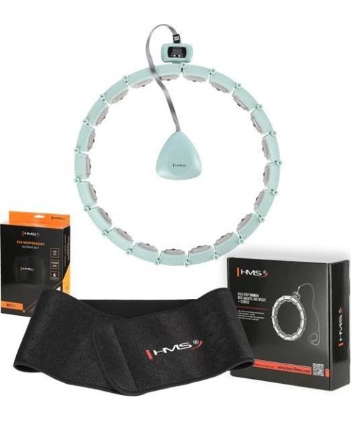 Weight Hoops HMS: SET HULA HOOP MAGNETIC GREEN HHM14 WITH WEIGHT + COUNTER HMS + WAIST SUPPORT BR163 BLACK
