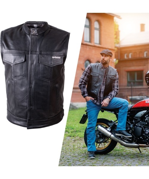 Mootorratta vestid W-TEC: Leather Motorcycle Vest W-TEC Delasola