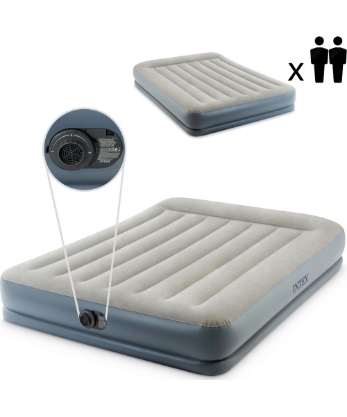 Inflatable Camping Mats Intex: Pripučiamas čiužinys 203x152 cm su pompa dviem asmenims Intex 64118ND