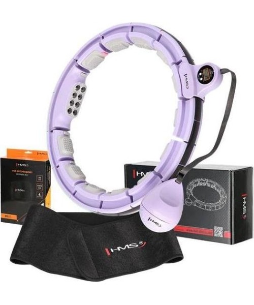 Hularõngad HMS: SET HULA HOOP MAGNETIC VIOLET HHM13 WITH WEIGHT + COUNTER HMS + WAIST SUPPORT BR163 BLACK