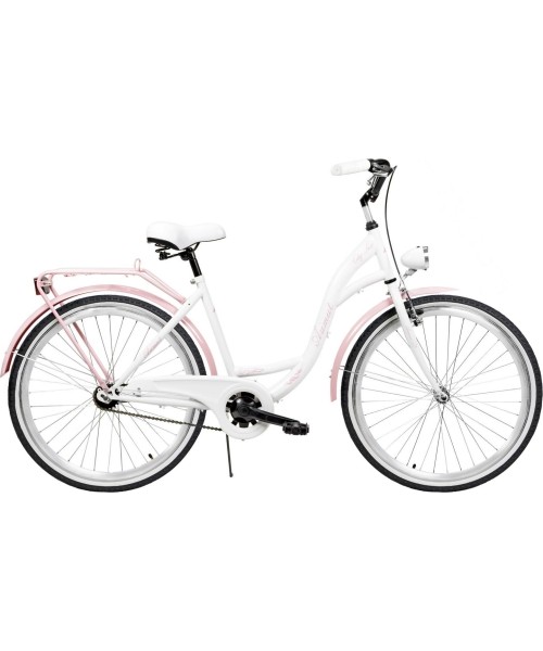 Linnarattad : Dviratis AZIMUT City Lux 26" 2023 white-pink
