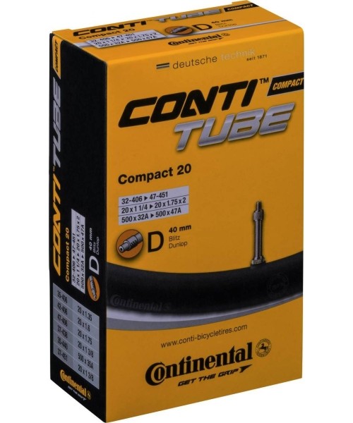 Kindad ja kiivrid : Dviračio padangos kamera Continental Compact 20, 32/47-406/451, Dunlop ventilis