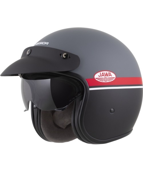 Avatud näoga kiivrid Cassida: Motorcycle Helmet Cassida Oxygen Jawa OHC 2.0 Matte Gray/Red/Black/White