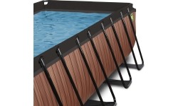 EXIT Wood pool 400x200 cm with dome and sand filter pump - brown Framed pool Rectangular 7020 L