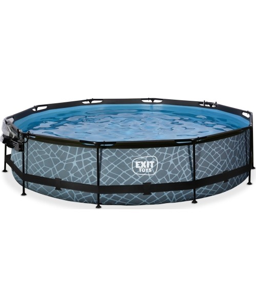 EXIT Stone pool ø360x76cm with dome and filter pump - grey