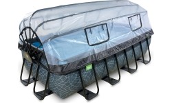 EXIT Stone pool 400x200x100cm with dome and sand filter and heat pump - grey
