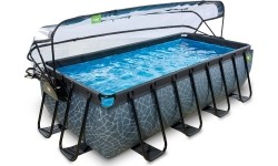 EXIT Stone pool 400x200x100cm with dome and sand filter and heat pump - grey
