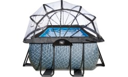 EXIT Stone pool 400x200x100cm with dome and sand filter and heat pump - grey