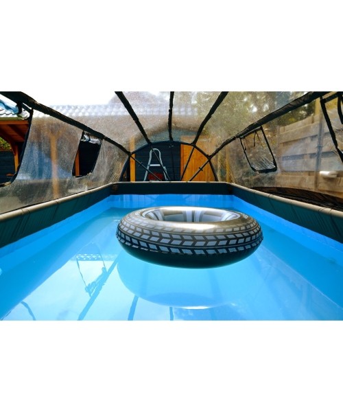 EXIT Stone pool 400x200x100cm with dome and sand filter and heat pump - grey