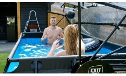 EXIT Stone pool 400x200x100cm with dome and sand filter and heat pump - grey