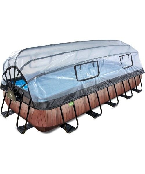 Maapealsed basseinid Exit: Baseinas EXIT Wood 540 x 250 x 100 cm su stogeliu, pompa su smėlio filtru ir šildymo pompa