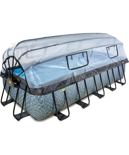 Maapealsed basseinid Exit: Baseinas EXIT Stone 540 x 250 x 122 cm su stogeliu, pompa su smėlio filtru ir šildymo pompa