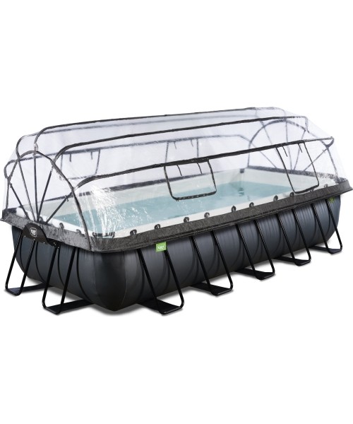 Above Ground Pools Exit: EXIT Black Leather pool 540x250x100cm with sand filter pump and dome and heat pump - black