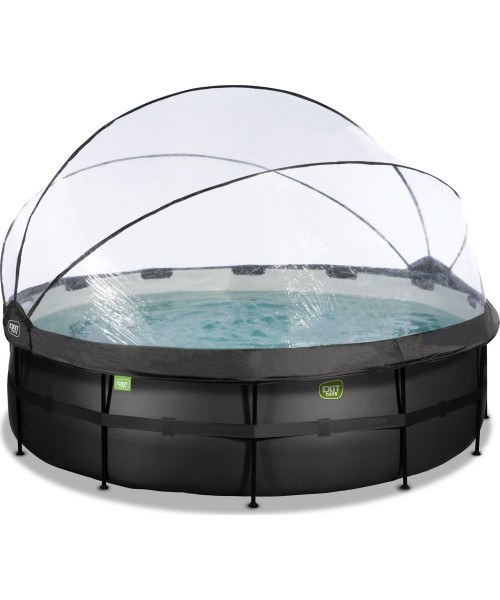 Maapealsed basseinid Exit: EXIT Black Leather pool ø488x122cm with sand filter pump and dome and heat pump - black