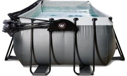 EXIT Black Leather pool 400x200x100cm with sand filter pump and dome - black