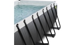 EXIT Black Leather pool 400x200x100cm with sand filter pump and dome - black