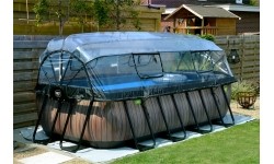 EXIT Black Leather pool 400x200x100cm with sand filter pump and dome - black