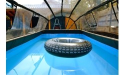 EXIT Black Leather pool 400x200x100cm with sand filter pump and dome - black