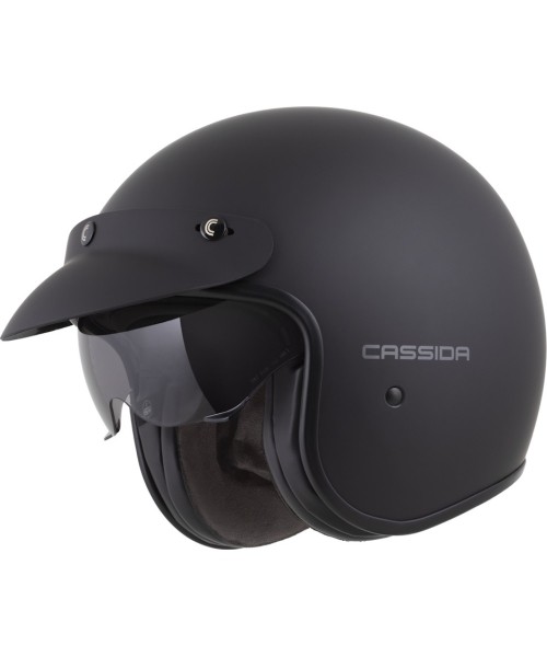 Avatud näoga kiivrid Cassida: Motociklininko šalmas Cassida Oxygen Solid 2.0 Matte Black/Dark Gray