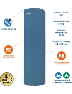 Self-Inflating Mat Yate Hiker, 25 mm - Blue/Grey