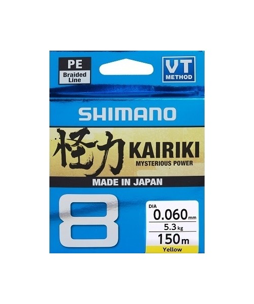 Braided Line Shimano Kairiki 8 150m, Yellow, 0.100mm/6.5kg