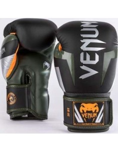 Venum Elite Boxing Gloves - Black/Silver/Kaki