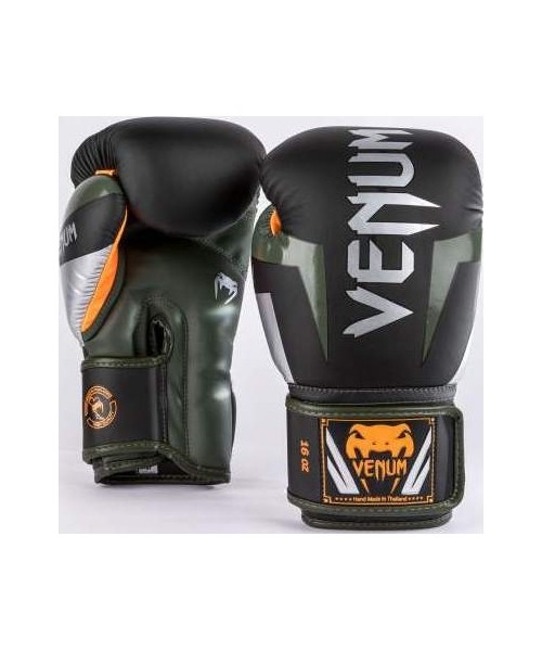Poksikindad Venum Elite, must/hõbe/khaki