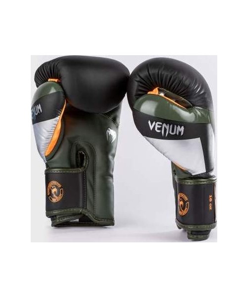 Poksikindad Venum Elite, must/hõbe/khaki