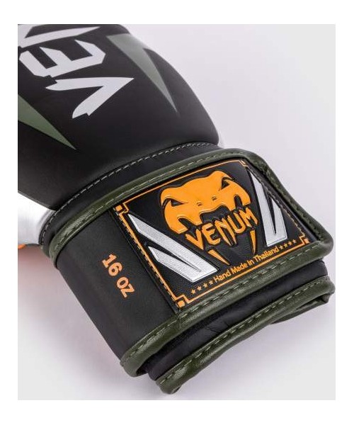 Poksikindad Venum Elite, must/hõbe/khaki