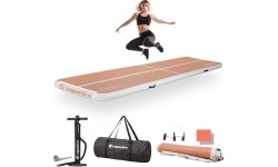 Inflatable Exercise Mat inSPORTline Airstunt 400 x 100 x 10 cm Mocha Mousse w/ Hand Pump