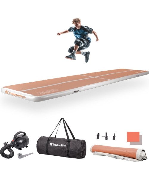 Inflatable Exercise Mat inSPORTline Airstunt 500 x 100 x 10 cm Mocha Mousse w/ Electric Pump