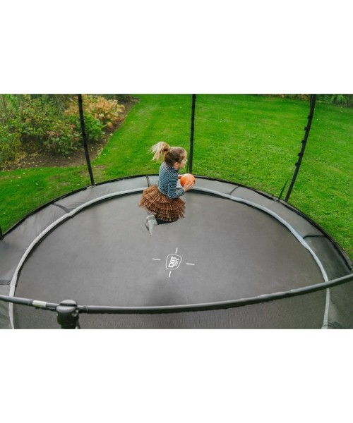 EXIT Dynamic ground level trampoline ø427cm with safety net - black