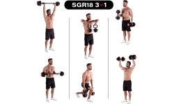 SGR18 PRO SET 3IN1 ADJUSTABLE DUMBBELLS 20 KGS HMS