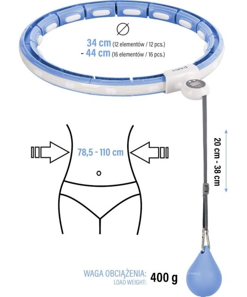 HHM15 HULA HOOP BLUE MAGNETIC WITH WEIGHT + COUNTER HMS