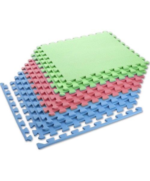 Kaitsematt One Fitness MP-10, roheline-sinine-punane, 60 x 60 x 1 cm, 9 tk
