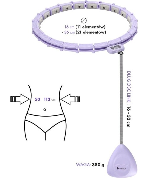 HHM14 HULA HOOP VIOLET MAGNETIC WITH WEIGHT + COUNTER HMS
