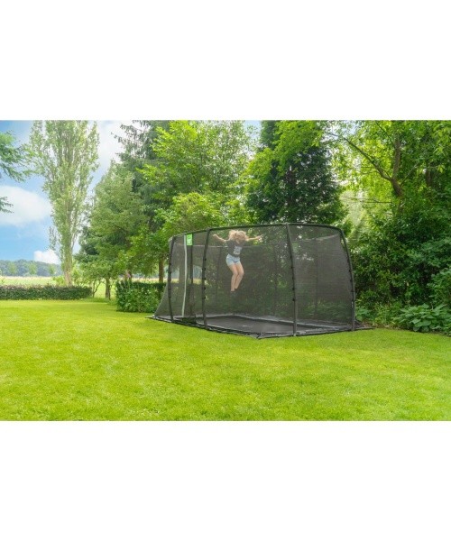 EXIT Dynamic maapinnaga trampoliin 305x519 cm turvavõrguga, must