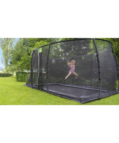 EXIT Dynamic maapinnaga trampoliin 305x519 cm turvavõrguga, must