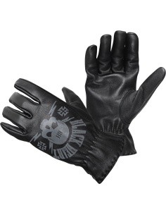 Leather Motorcycle Gloves W-TEC Black Heart Skull - Black
