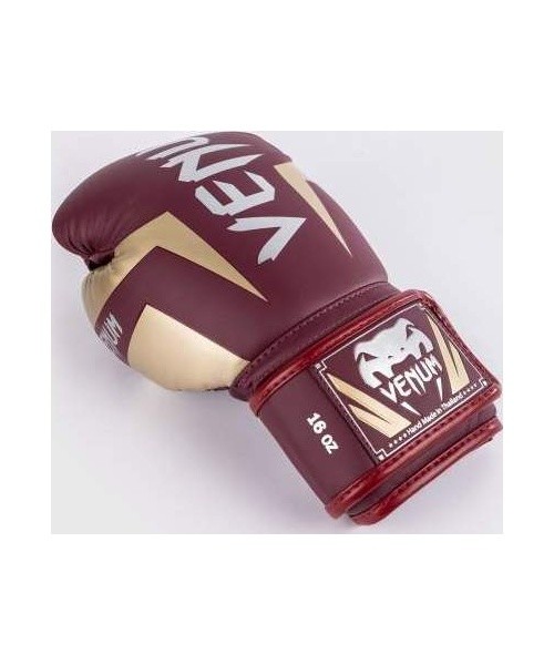 Venum Elite Boxing Gloves - Burgundy/Gold