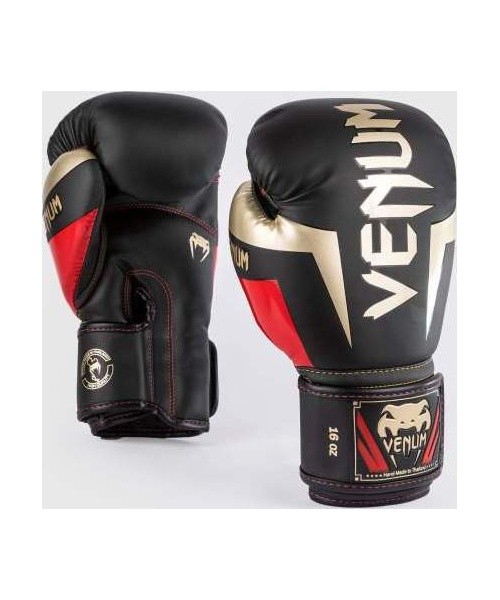 Venum Elite Boxing Gloves - Black/Gold/Red