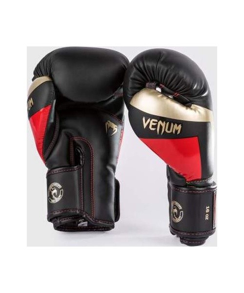 Venum Elite Boxing Gloves - Black/Gold/Red