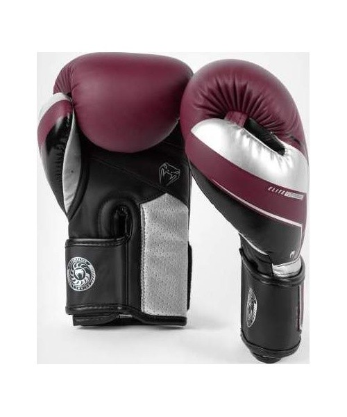 Venum Elite Evo Boxing Gloves - Burgundy/Silver