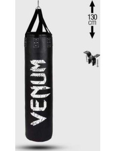 Venum Challenger Heavy bag + Ceiling Hook - Black/White - Filled - 130cm