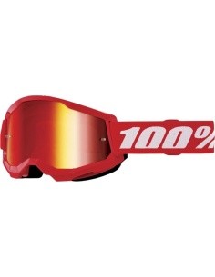 Children’s Motocross Goggles 100% Strata 2 Youth Mirror - červená, červené plexi