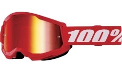 Laste motokrossiprillid 100% Strata 2 Youth Mirror - Punane, punane pleksiklaas